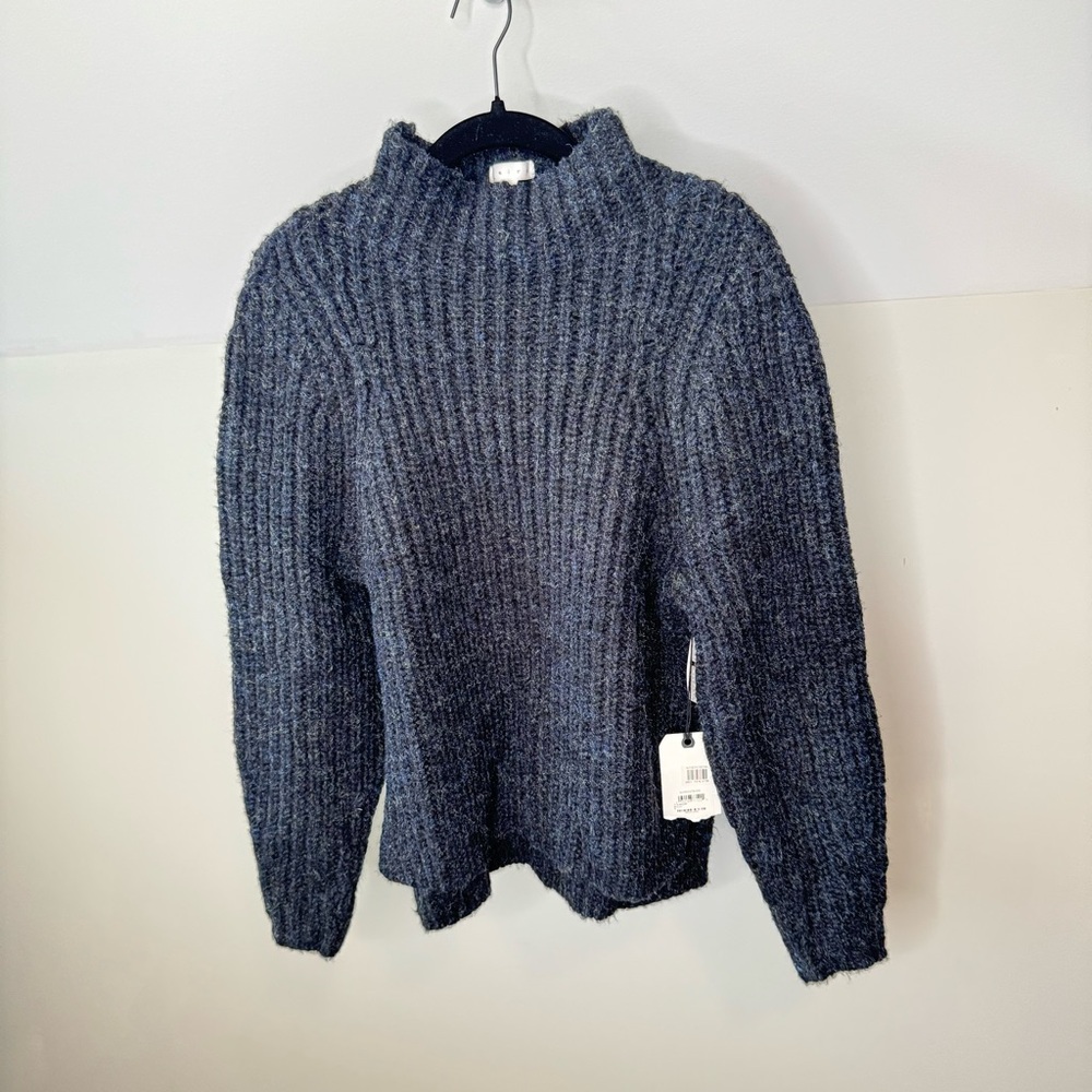 Leith Mock Neck Gray Chunky Knit Heavy Weight Pullover Sweater Long Sleeve - Picture 3 of 10